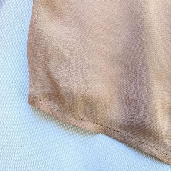 NWT 7 FOR ALL MANKIND SILK BLEND BLUSH PINK TIE-NECK SHEER BLOUSE - L - Picture 11 of 12